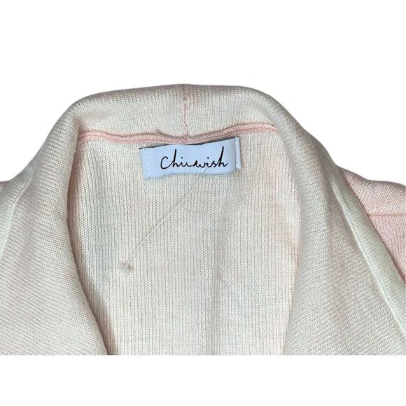 ChicWish Soft Blush Pink Wool Blend Drape Open Cardigan Sweater One Size $90 - Picture 5 of 9